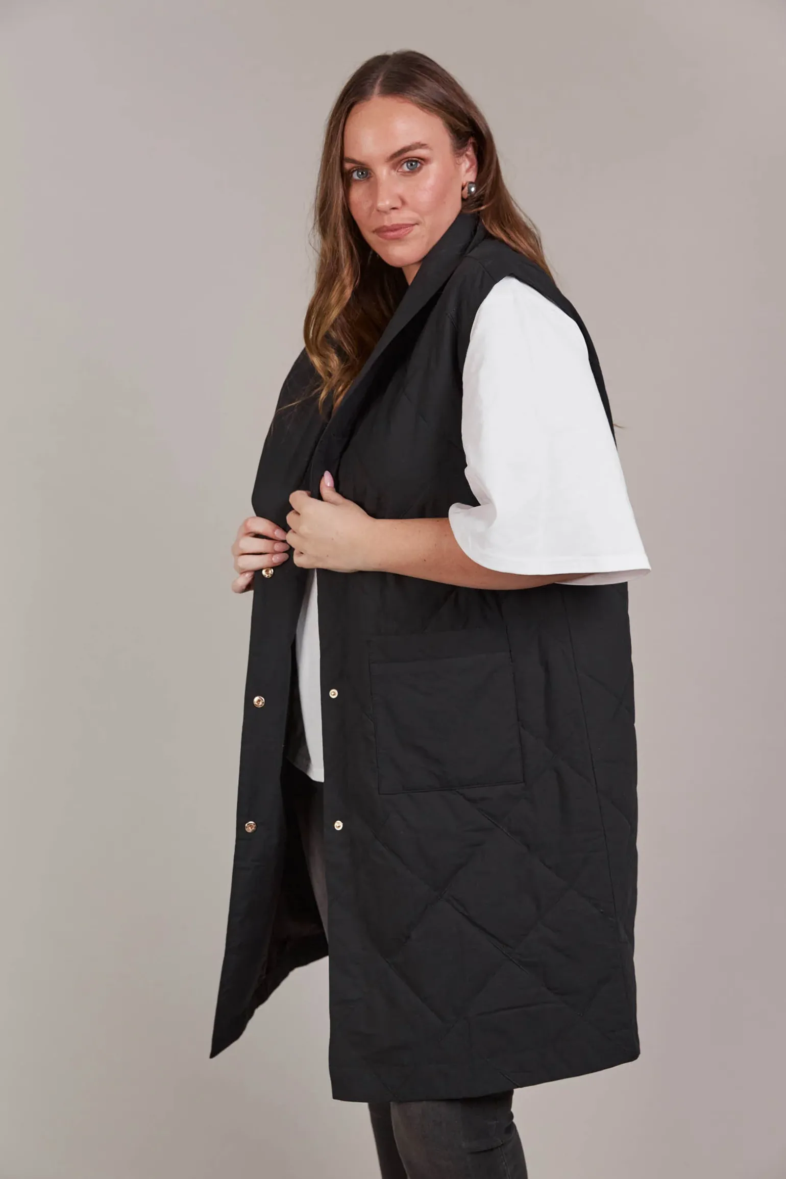 Argo Long Line Vest - Black