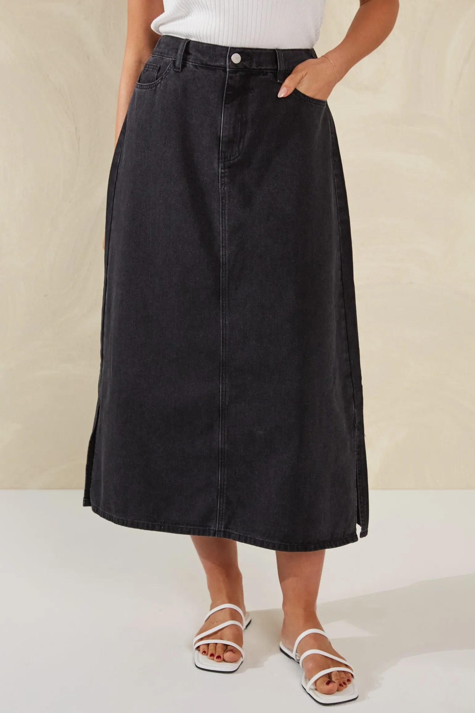 Dalton Denim Skirt - Slate