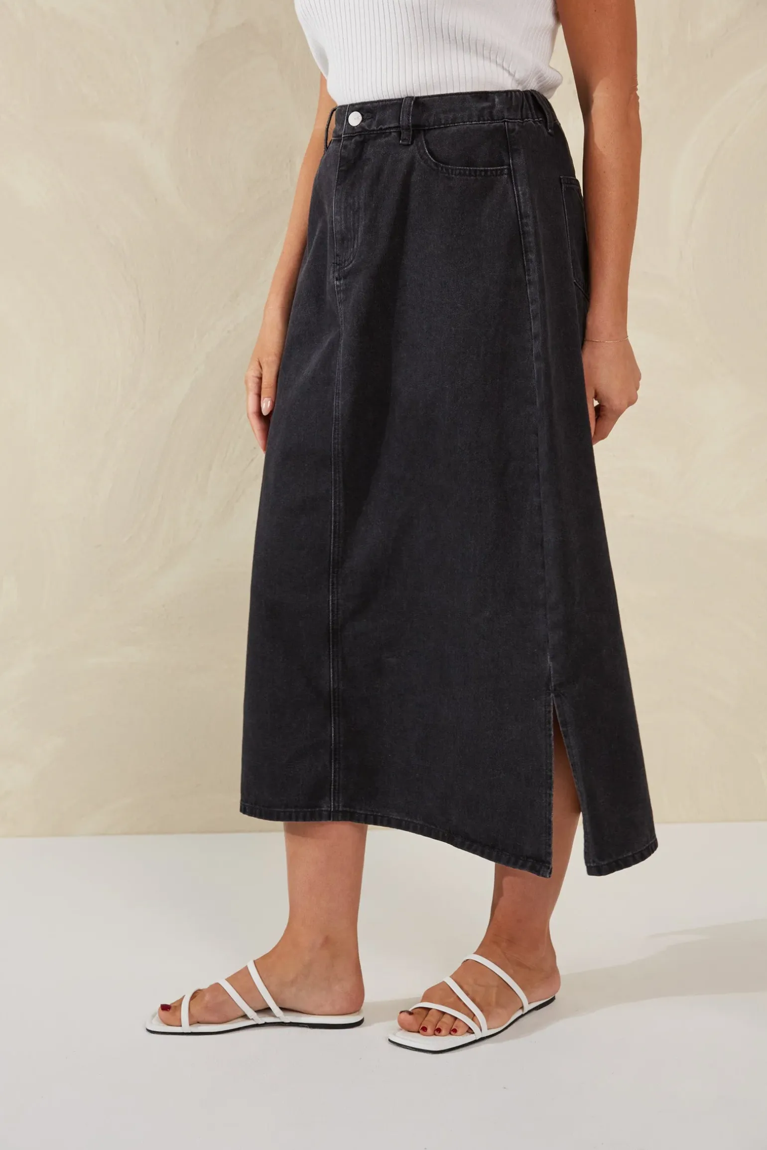 Dalton Denim Skirt - Slate