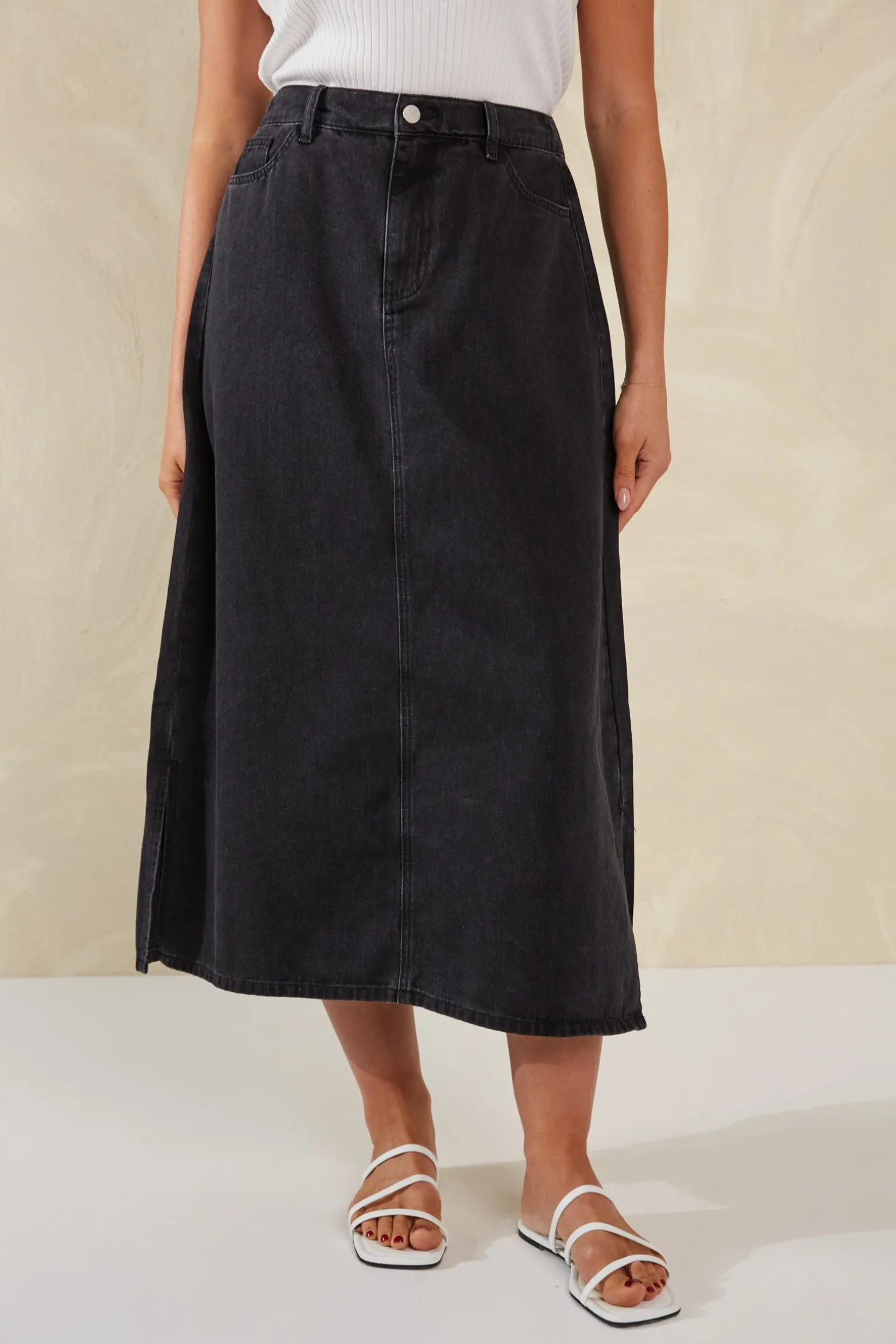 Dalton Denim Skirt - Slate