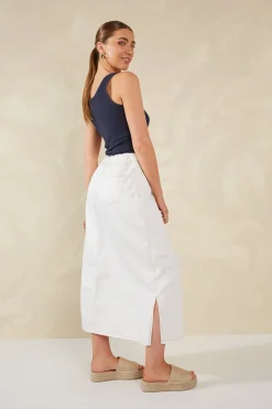 Dalton Denim Skirt - White