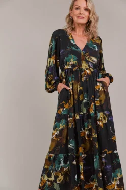 Elsie Maxi Dress - Botanical Black