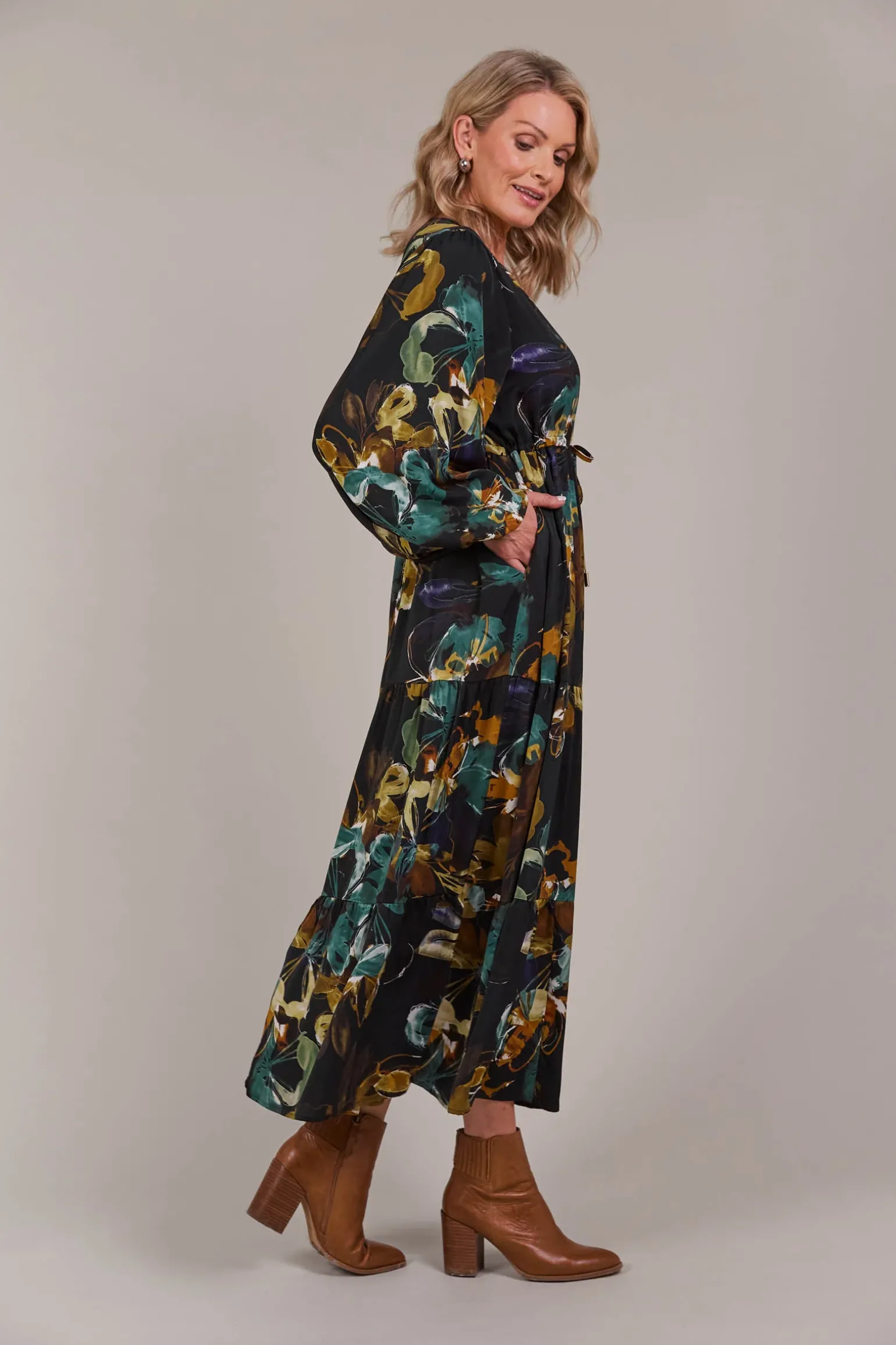 Elsie Maxi Dress - Botanical Black