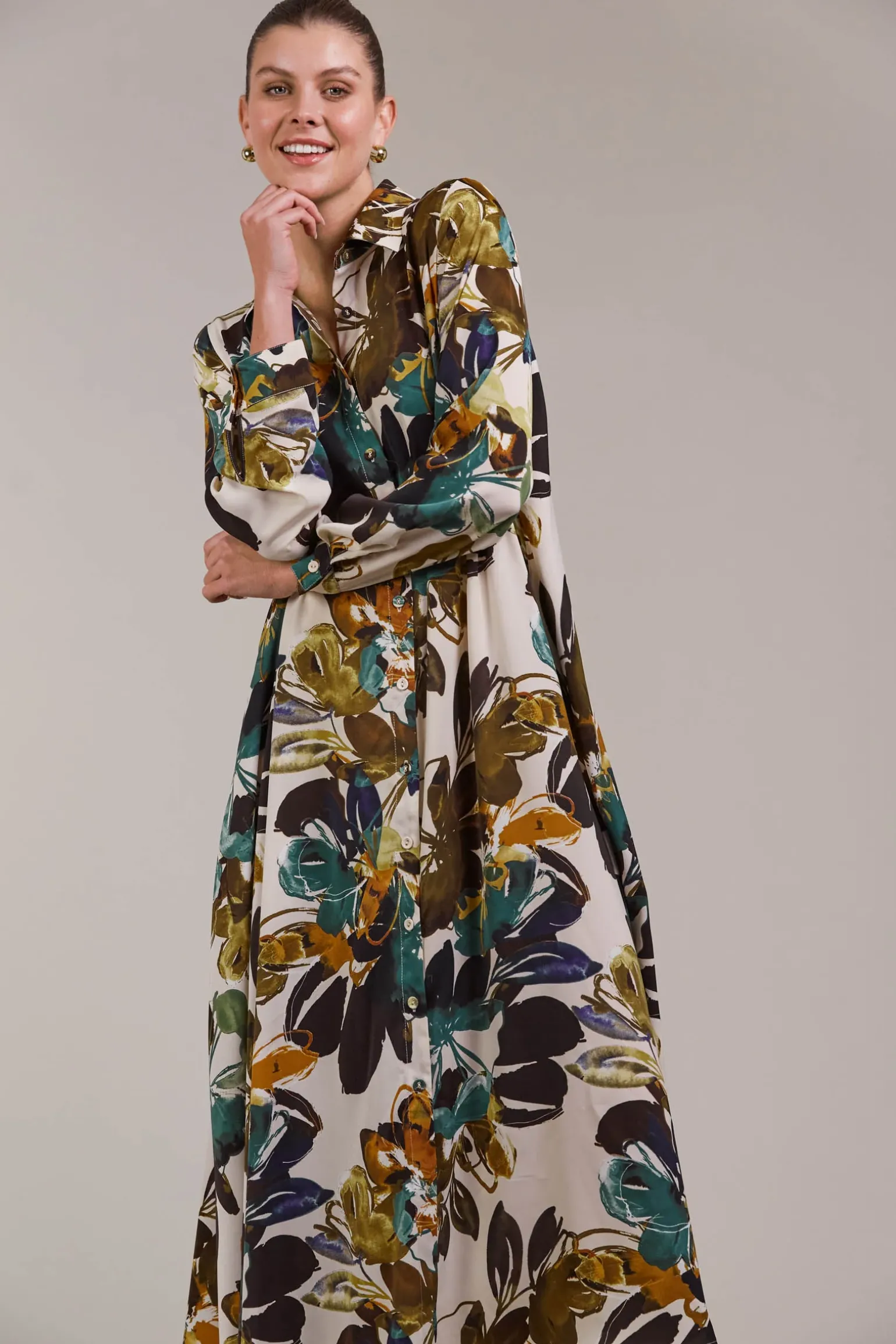 Elsie Shirt Dress - Botanical Tusk