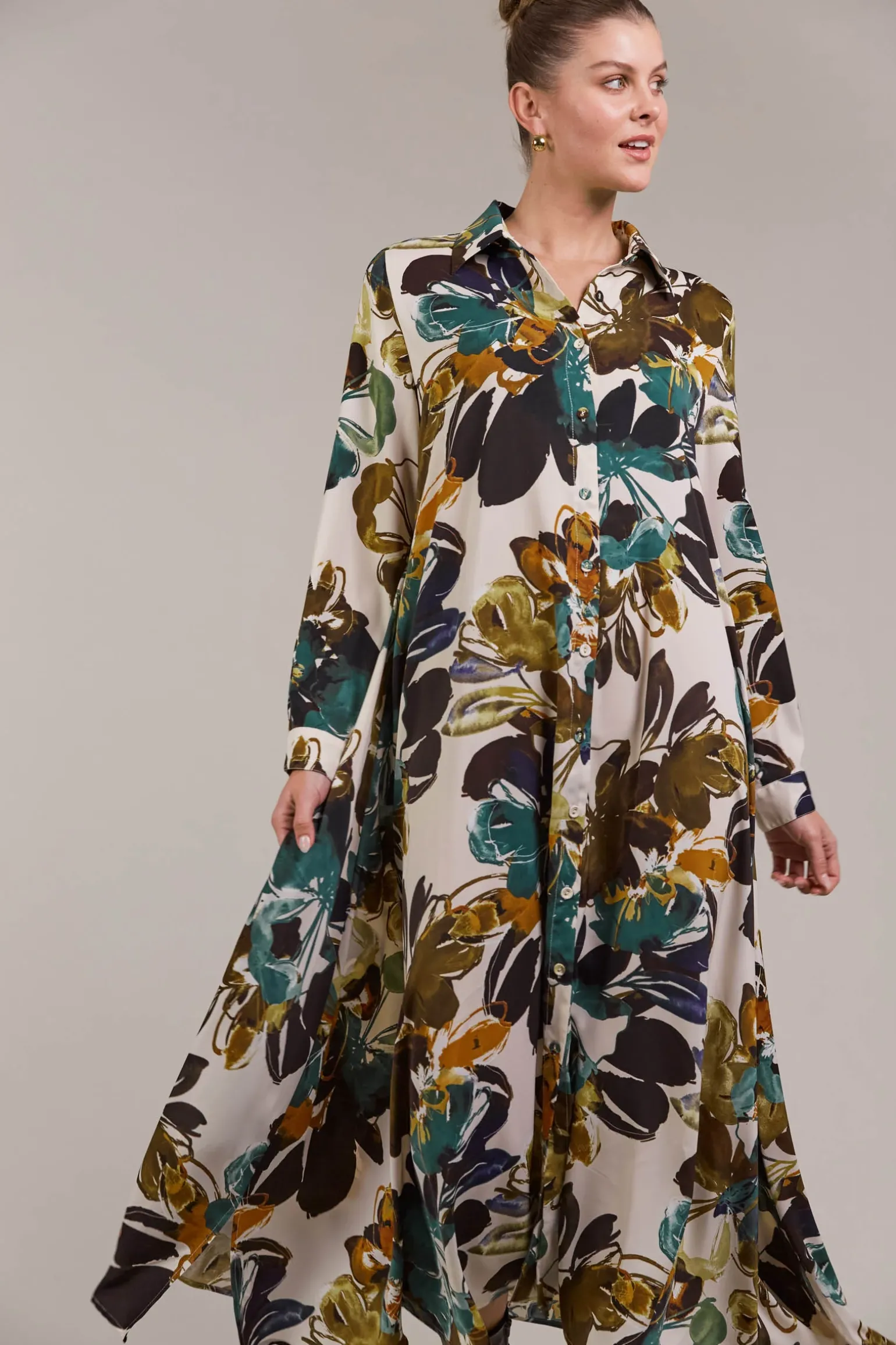 Elsie Shirt Dress - Botanical Tusk
