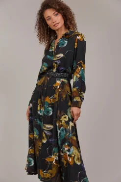 Elsie Shirt Dress - Botanical Black