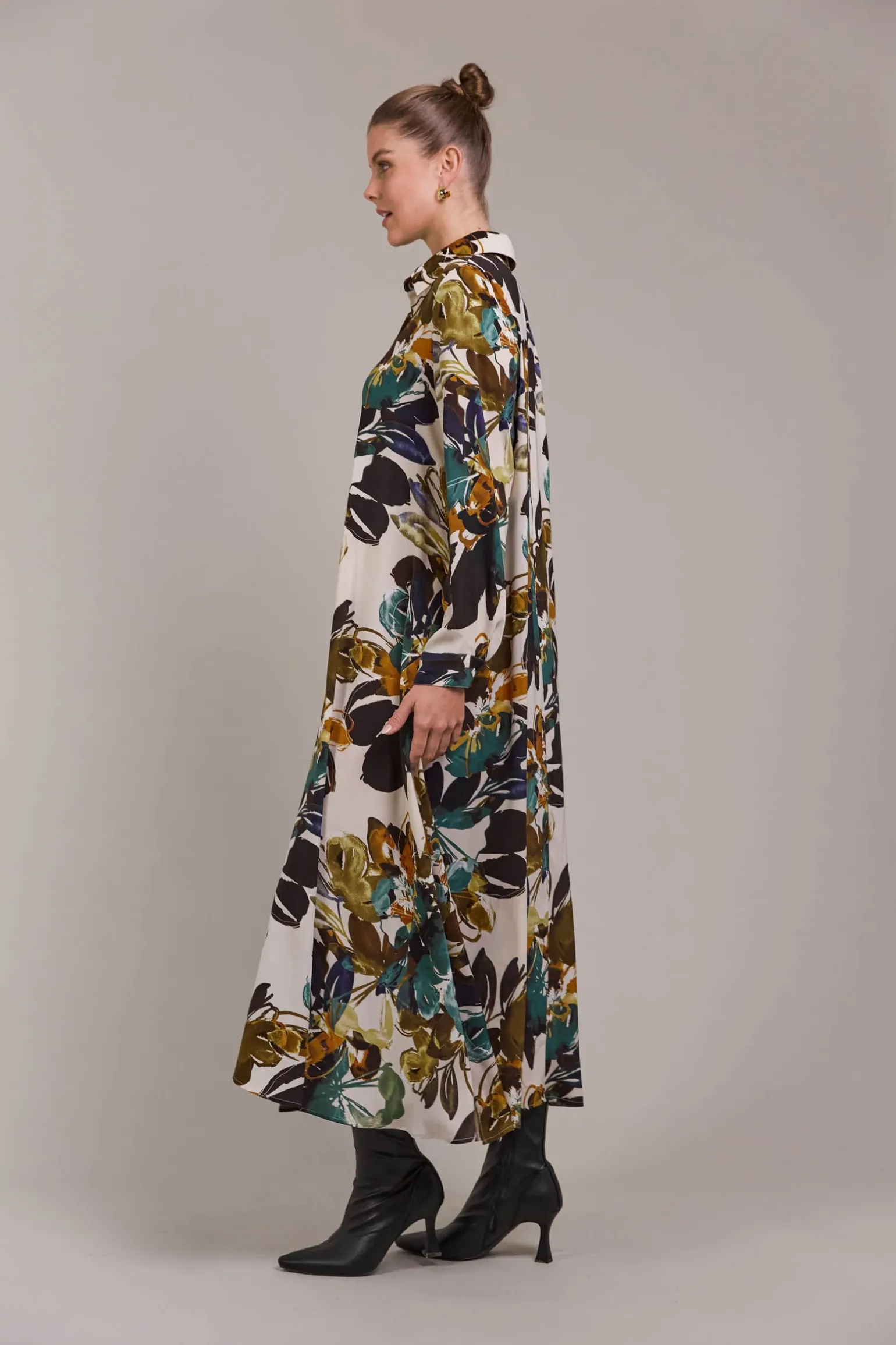 Elsie Shirt Dress - Botanical Tusk