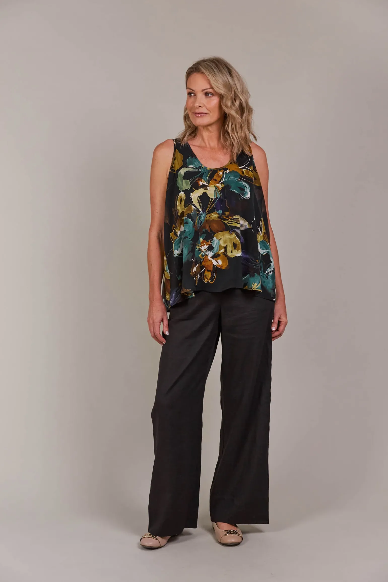 Elsie Tank - Botanical Black