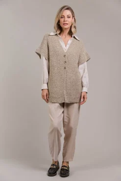 Folie Button Vest - Oat