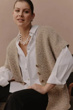 Folie Button Vest - Oat