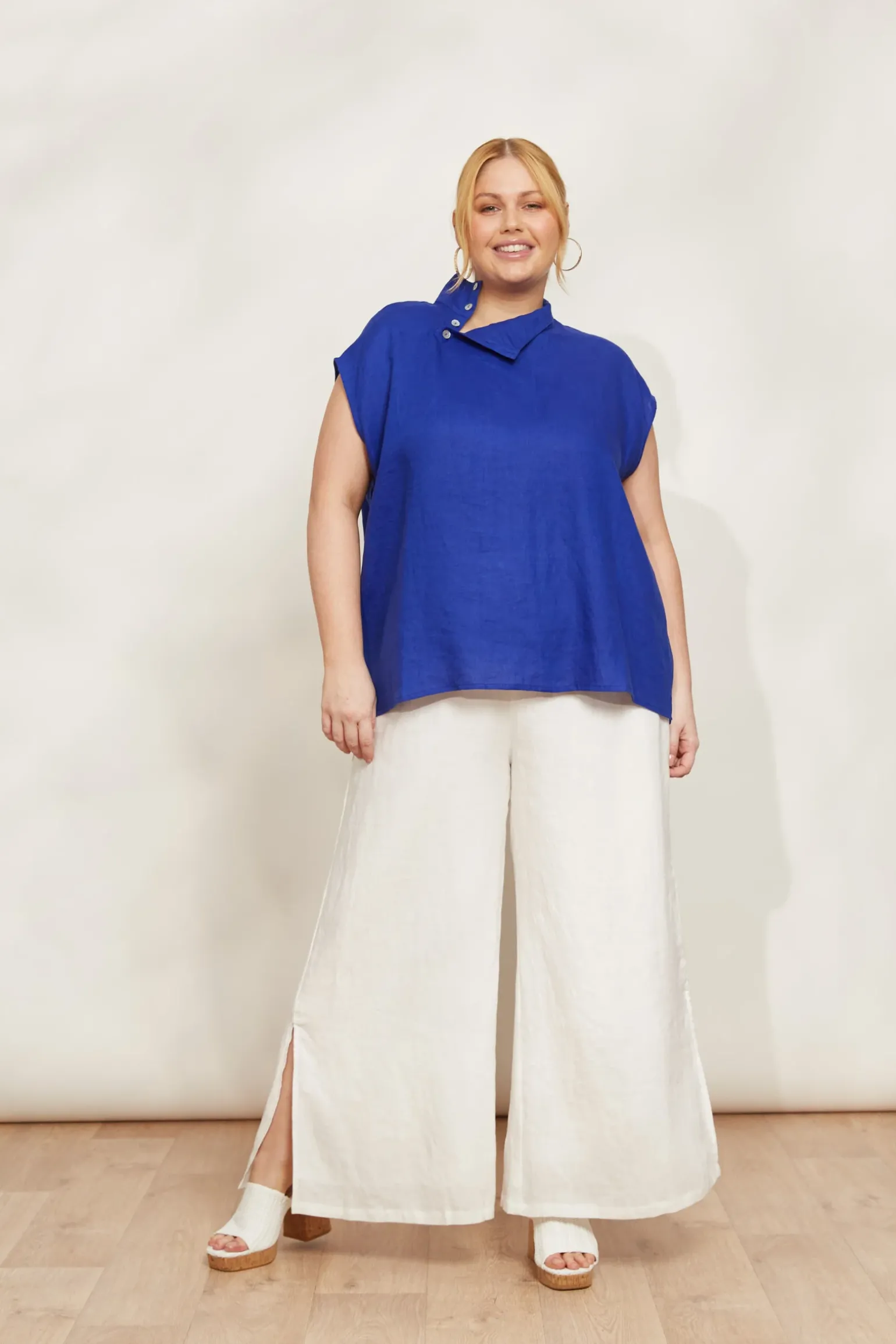 Halcyon Button Top - Cobalt
