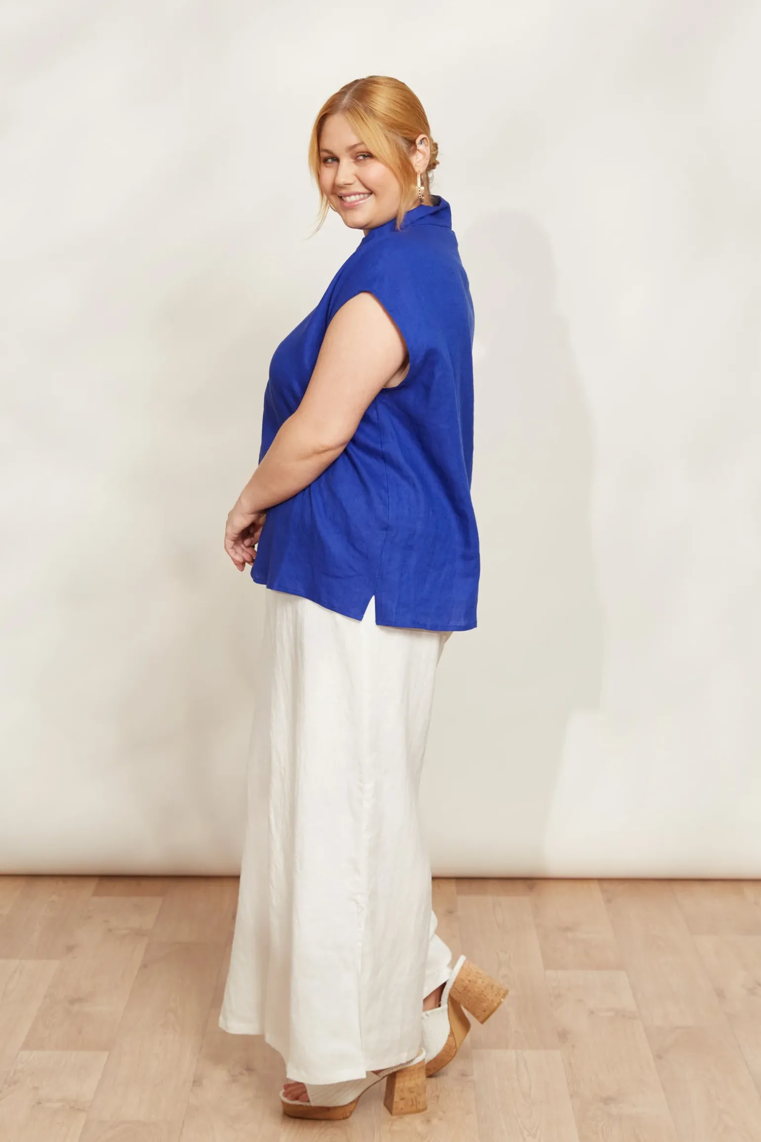 Halcyon Button Top - Cobalt