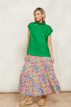 Halcyon Button Top - Emerald