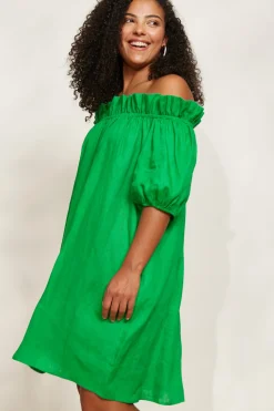 Halcyon Ruched Dress - Emerald