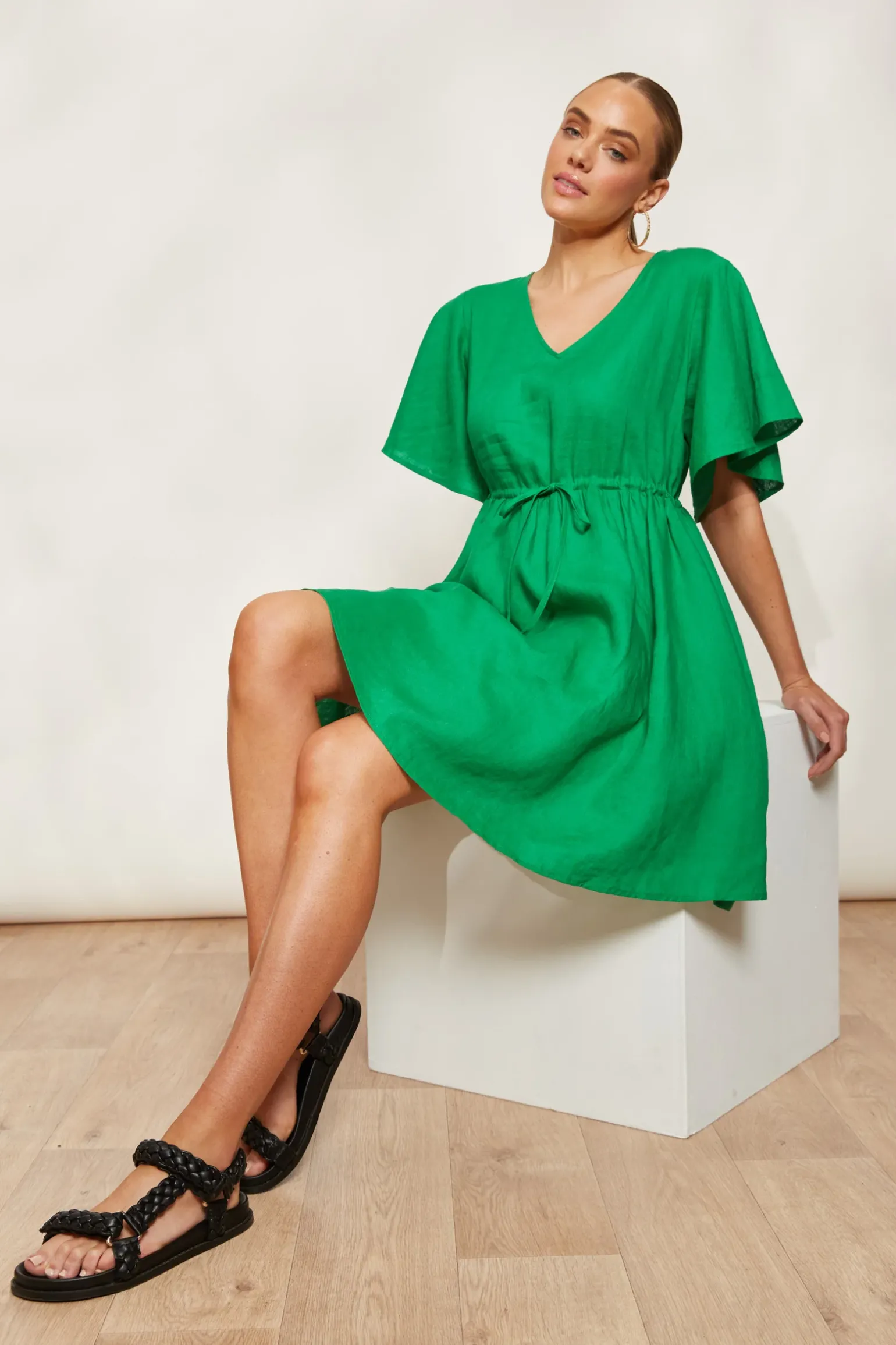 Halcyon Tie Dress - Emerald