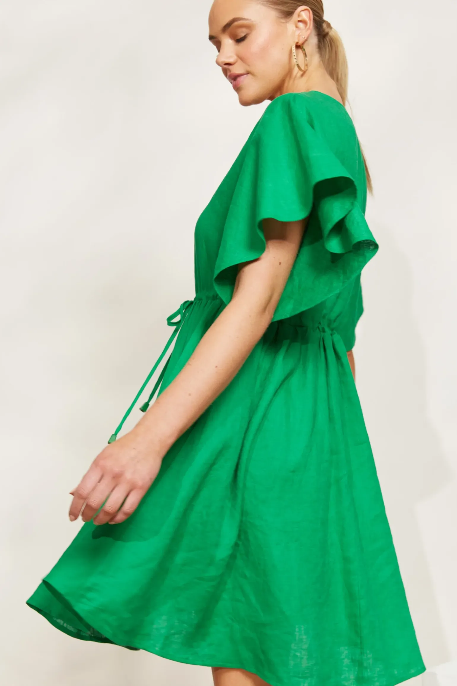 Halcyon Tie Dress - Emerald