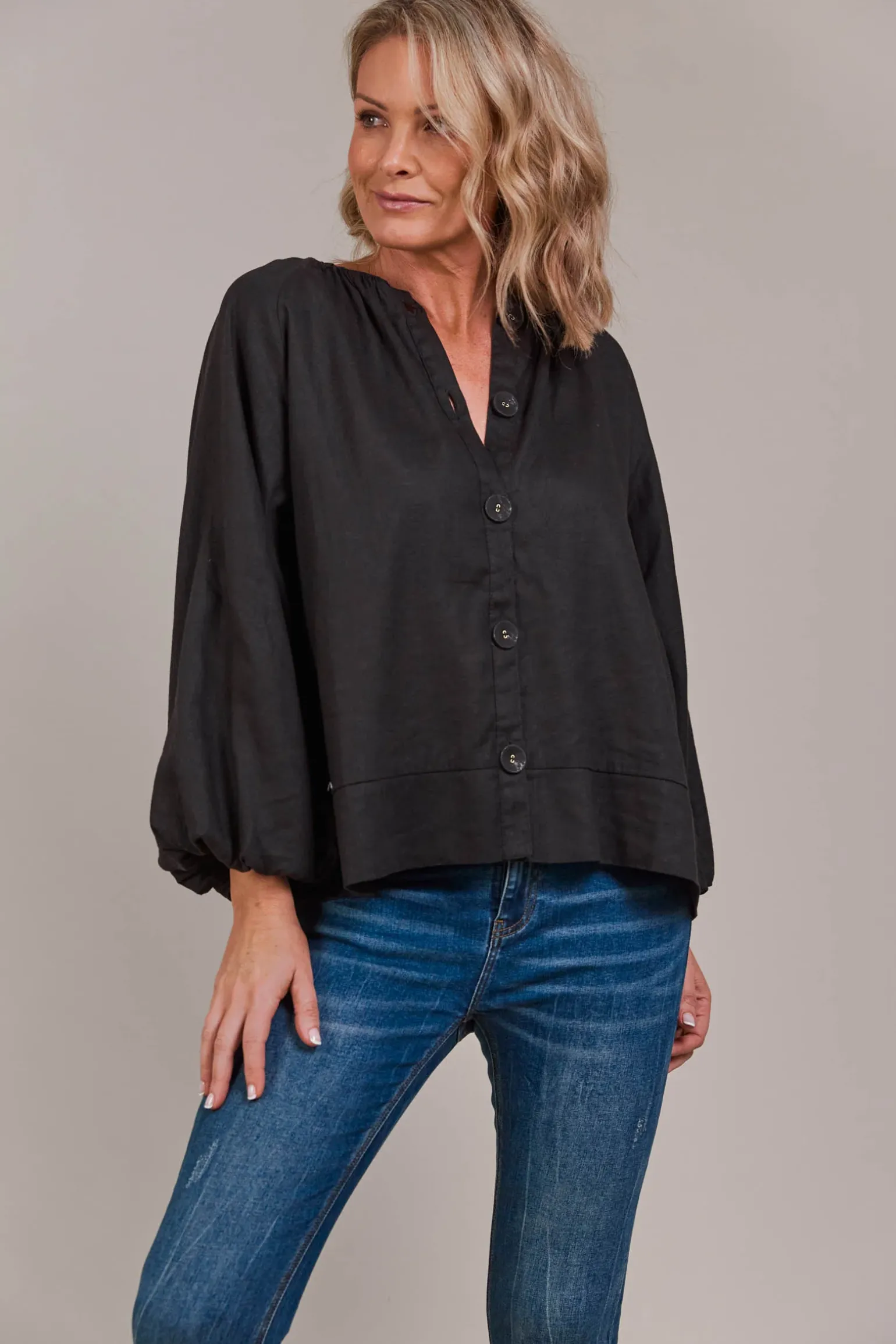 Laax Button Blouse - Black