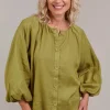 Laax Button Blouse - Chartreuse