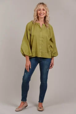 Laax Button Blouse - Chartreuse