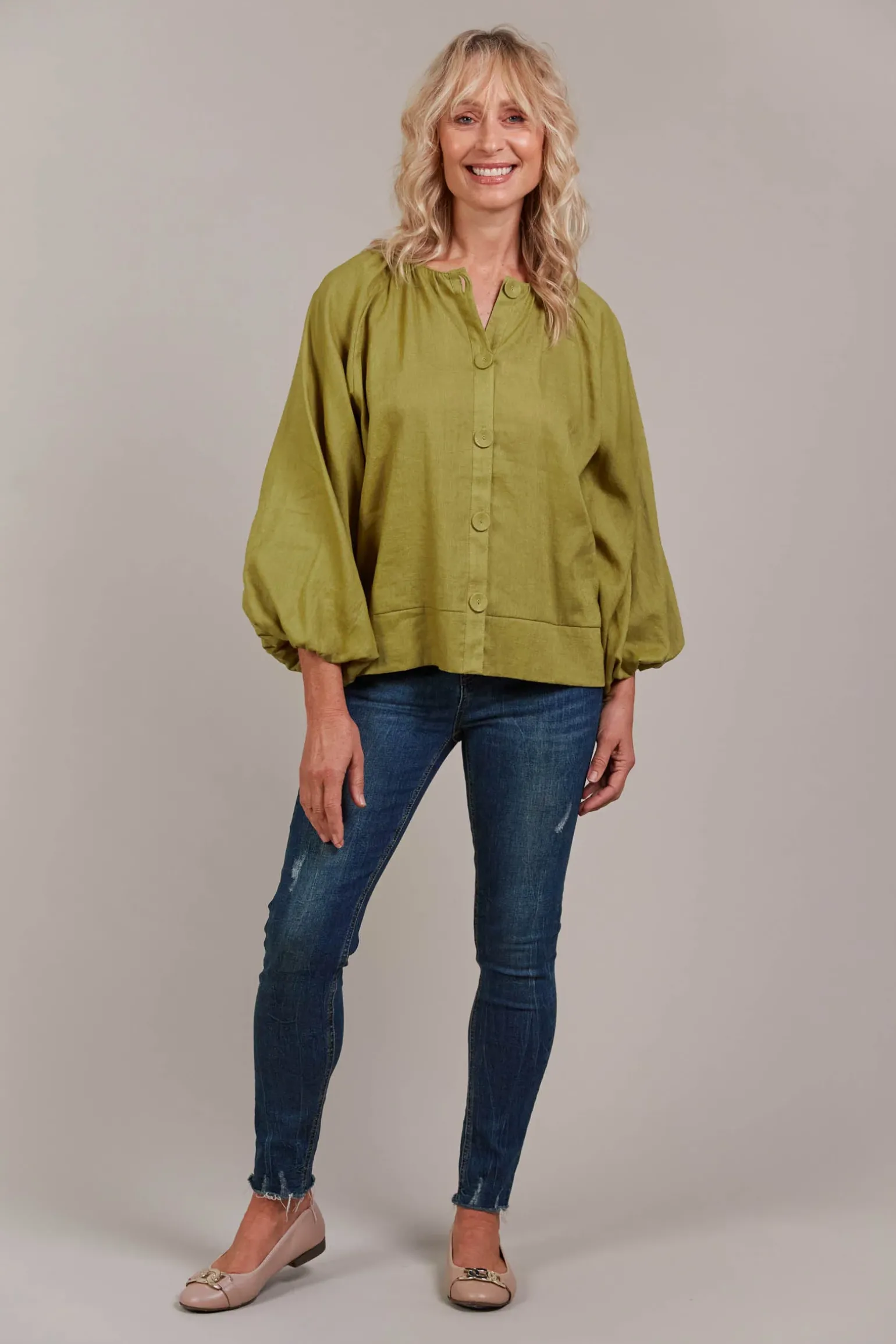 Laax Button Blouse - Chartreuse