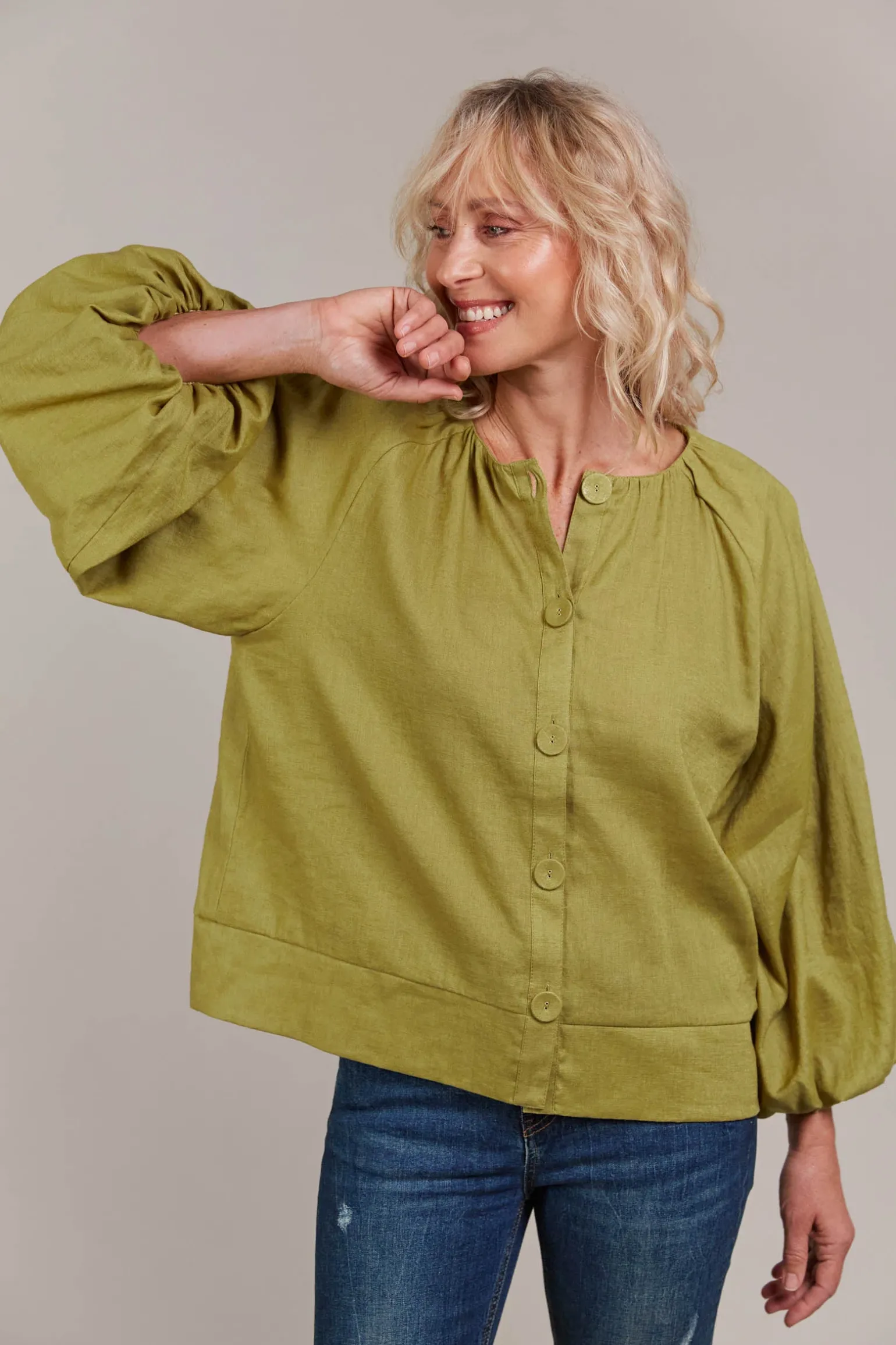 Laax Button Blouse - Chartreuse