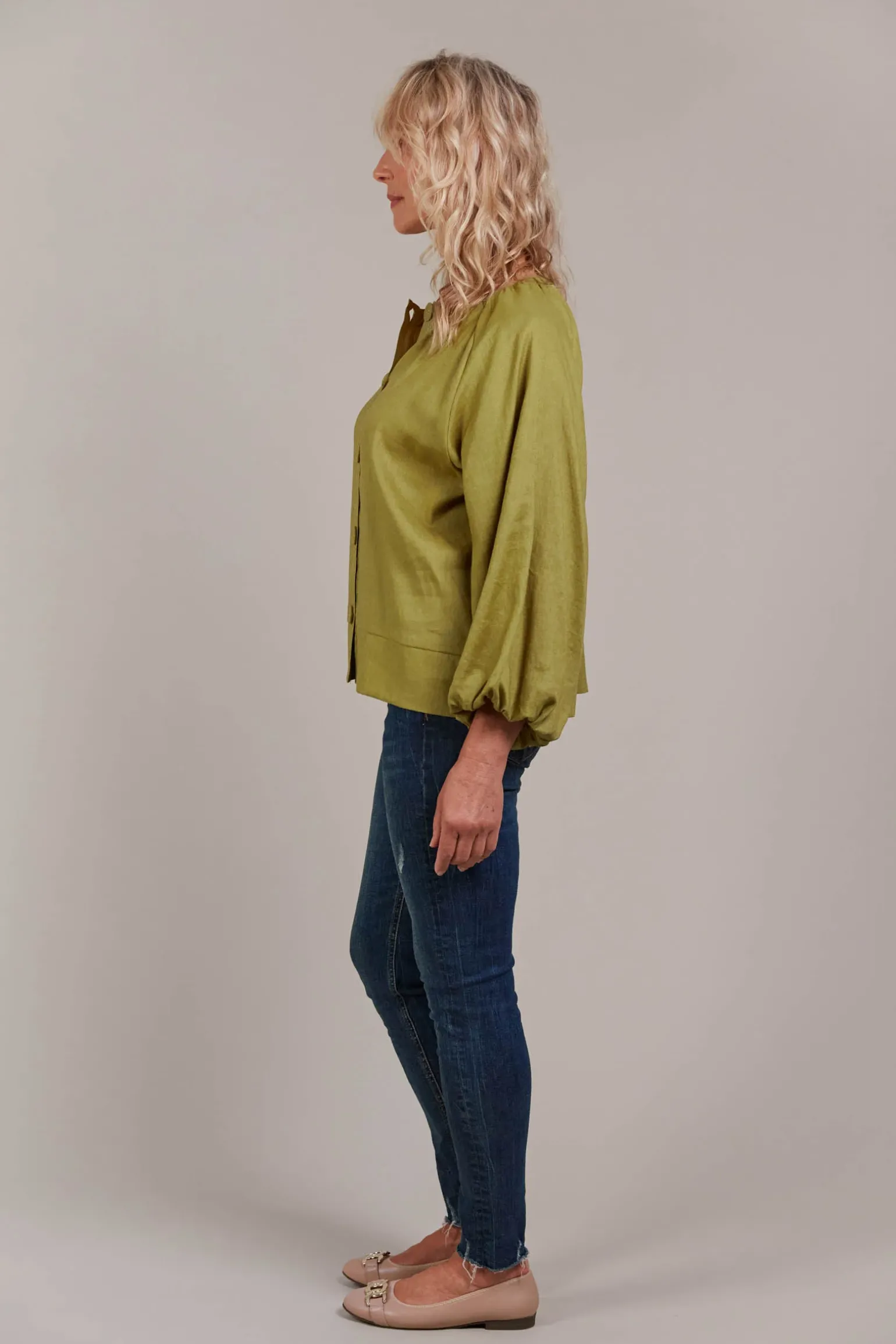 Laax Button Blouse - Chartreuse