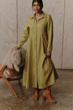 Laax Shirt Dress - Chartreuse