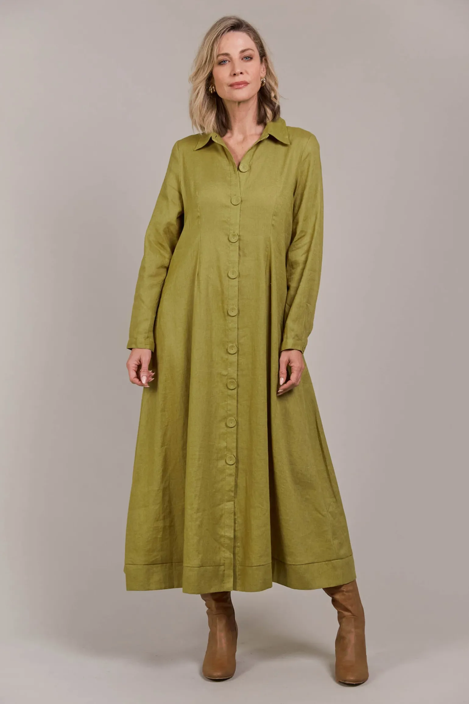 Laax Shirt Dress - Chartreuse