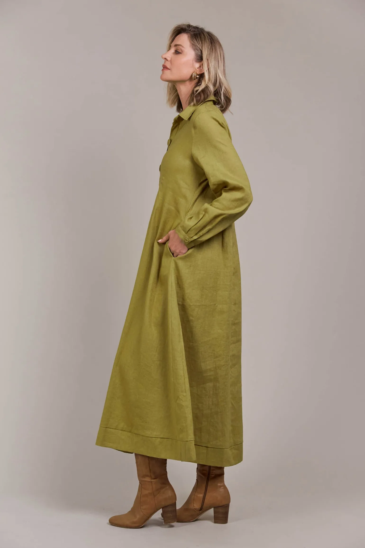 Laax Shirt Dress - Chartreuse