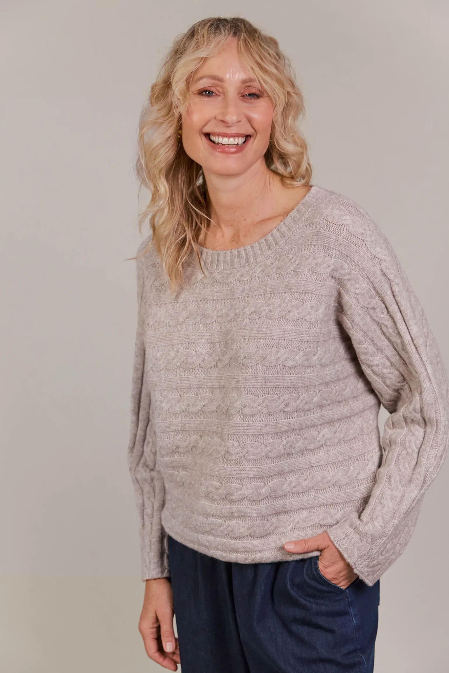 Merano Cable Knit - Flax