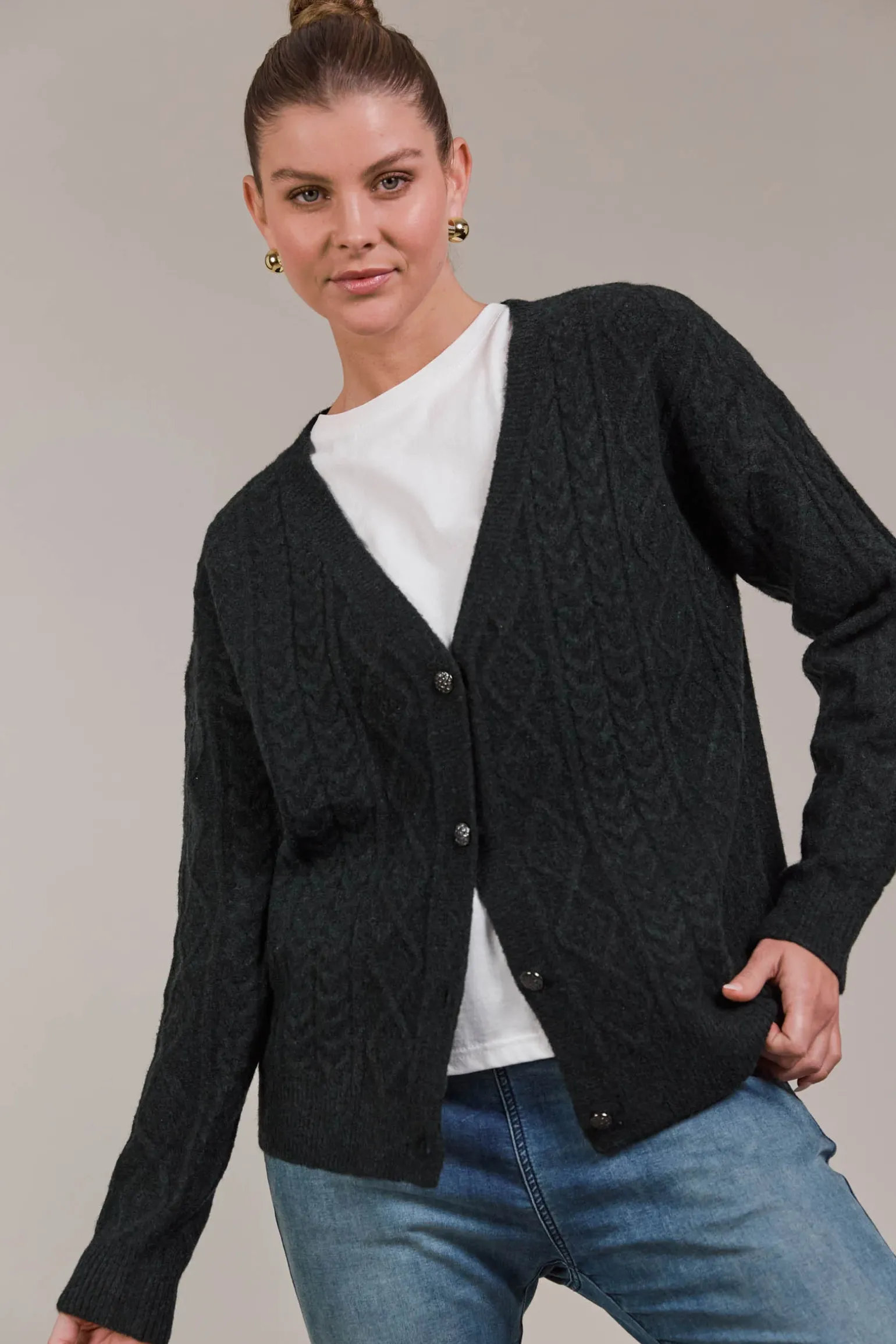 Merano Crop Cardigan - Char