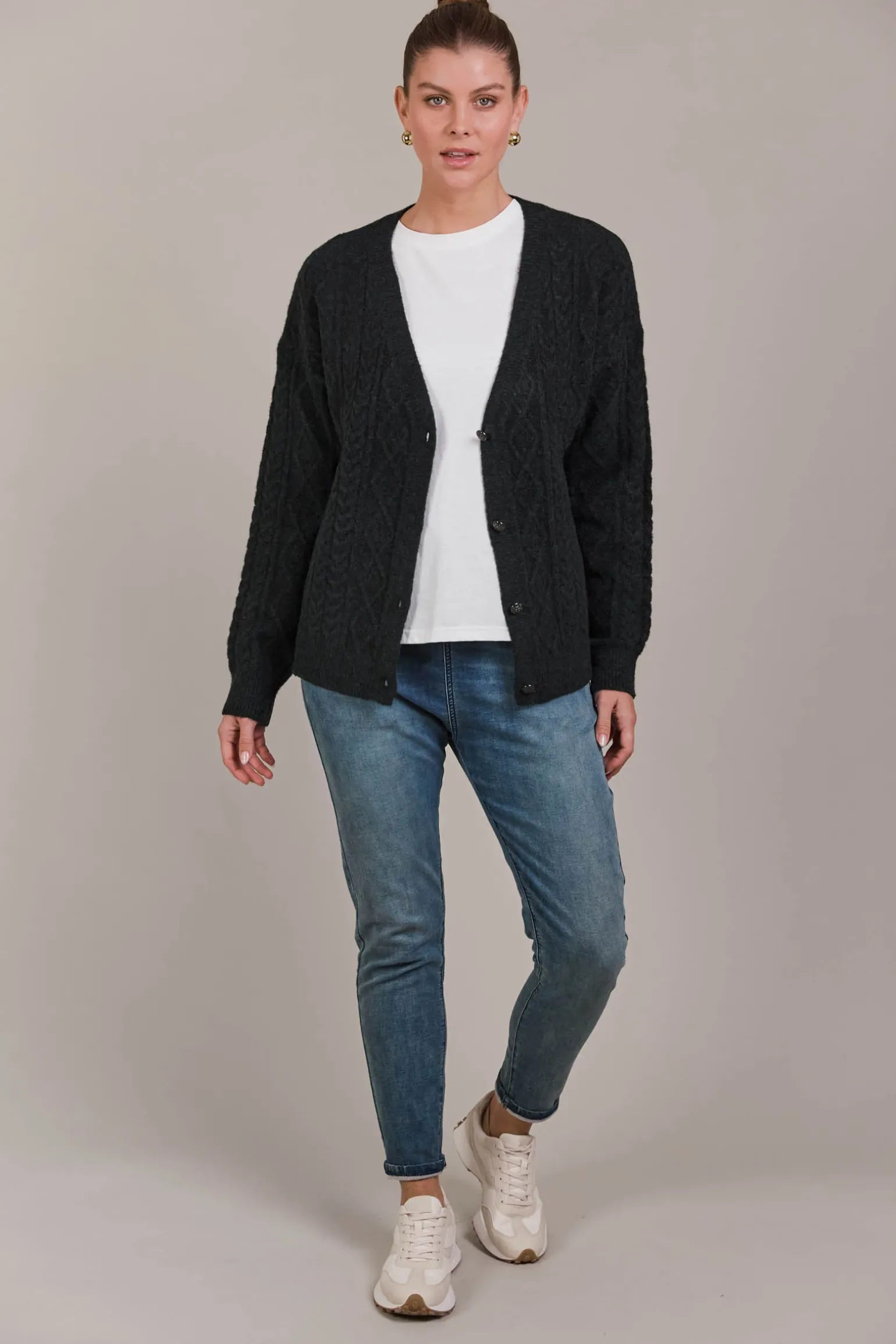 Merano Crop Cardigan - Char
