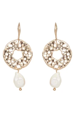 Nakako Pearl Earring - Gold Circle