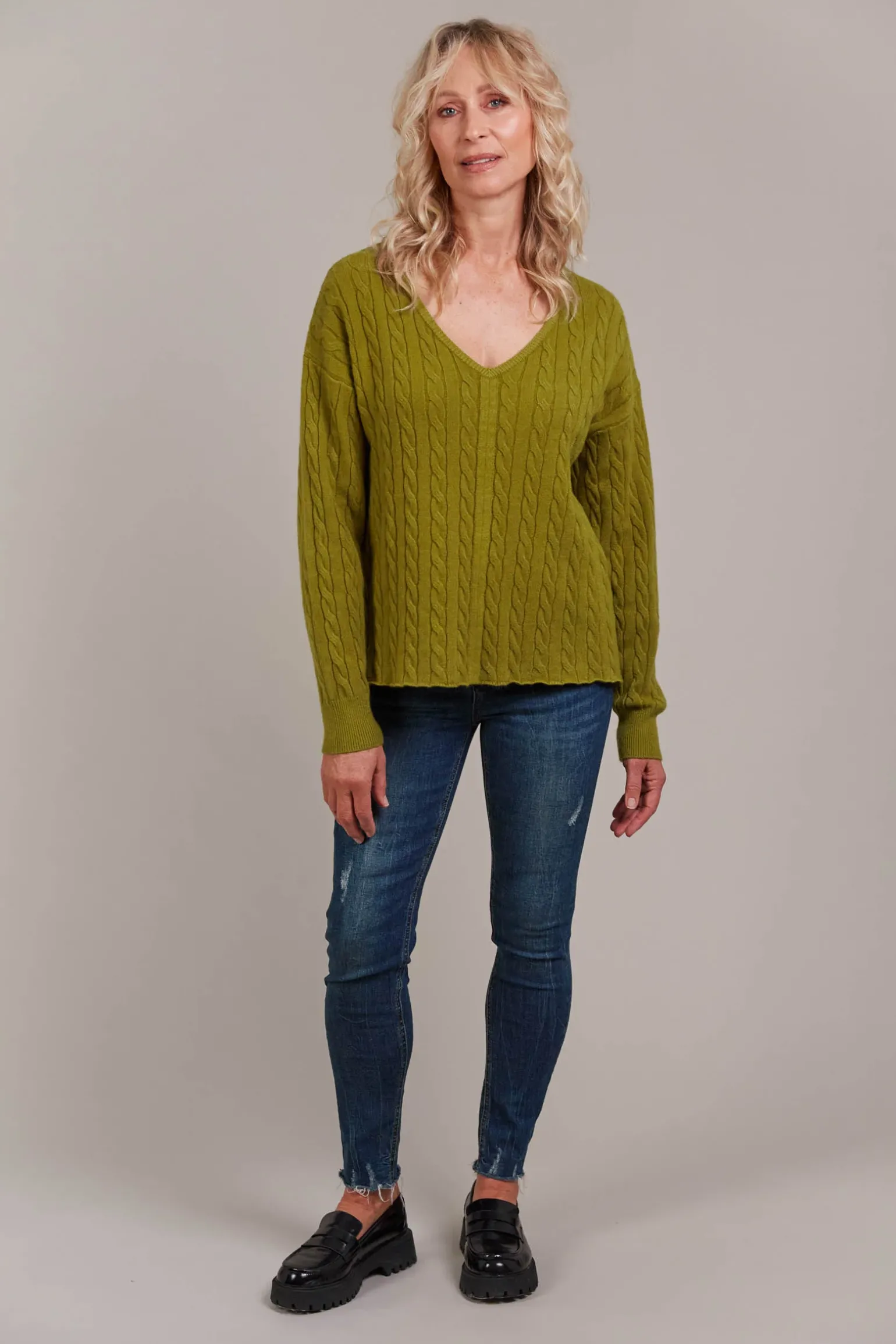 Palmer Cable Knit - Chartreuse