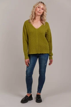 Palmer Cable Knit - Chartreuse