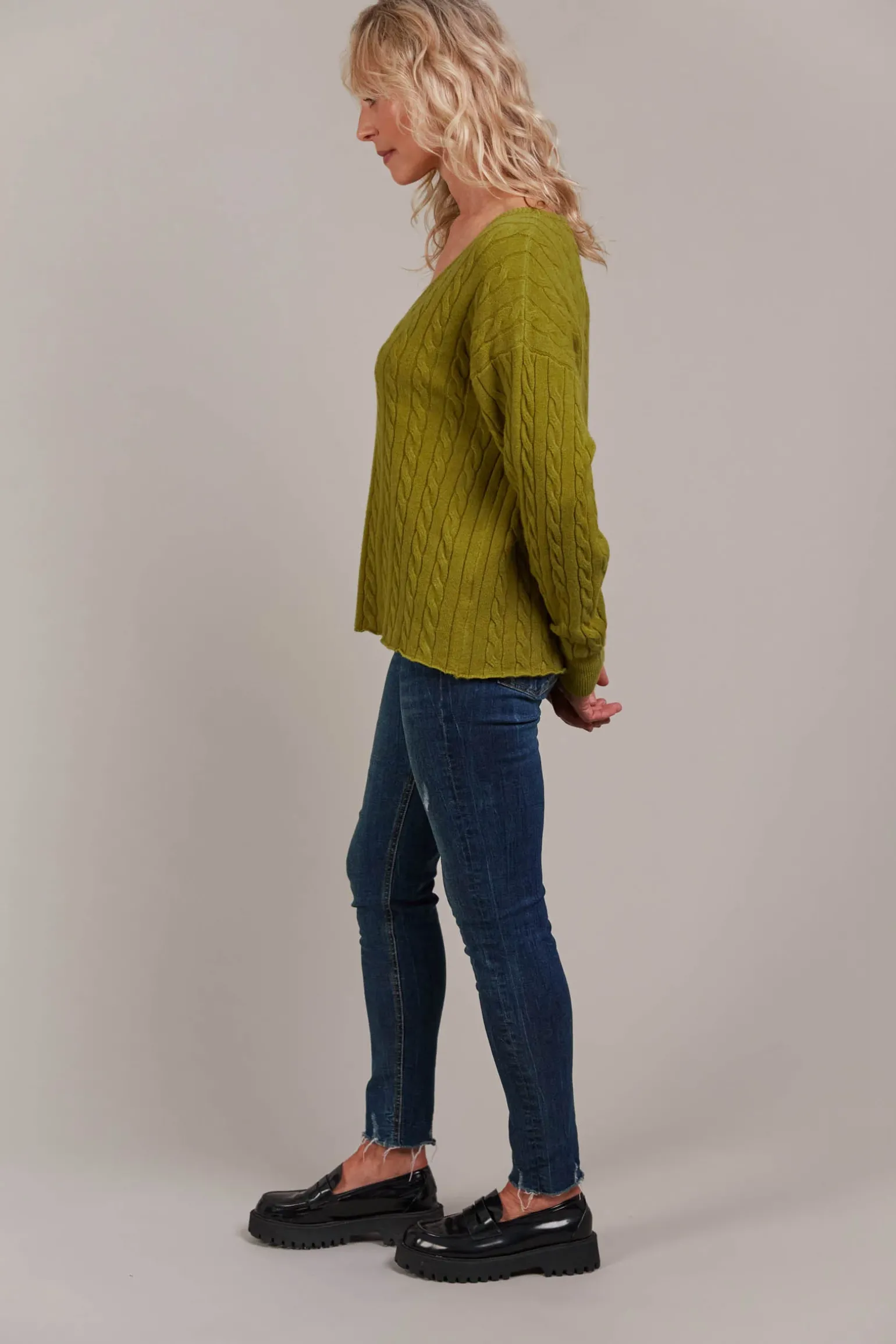 Palmer Cable Knit - Chartreuse
