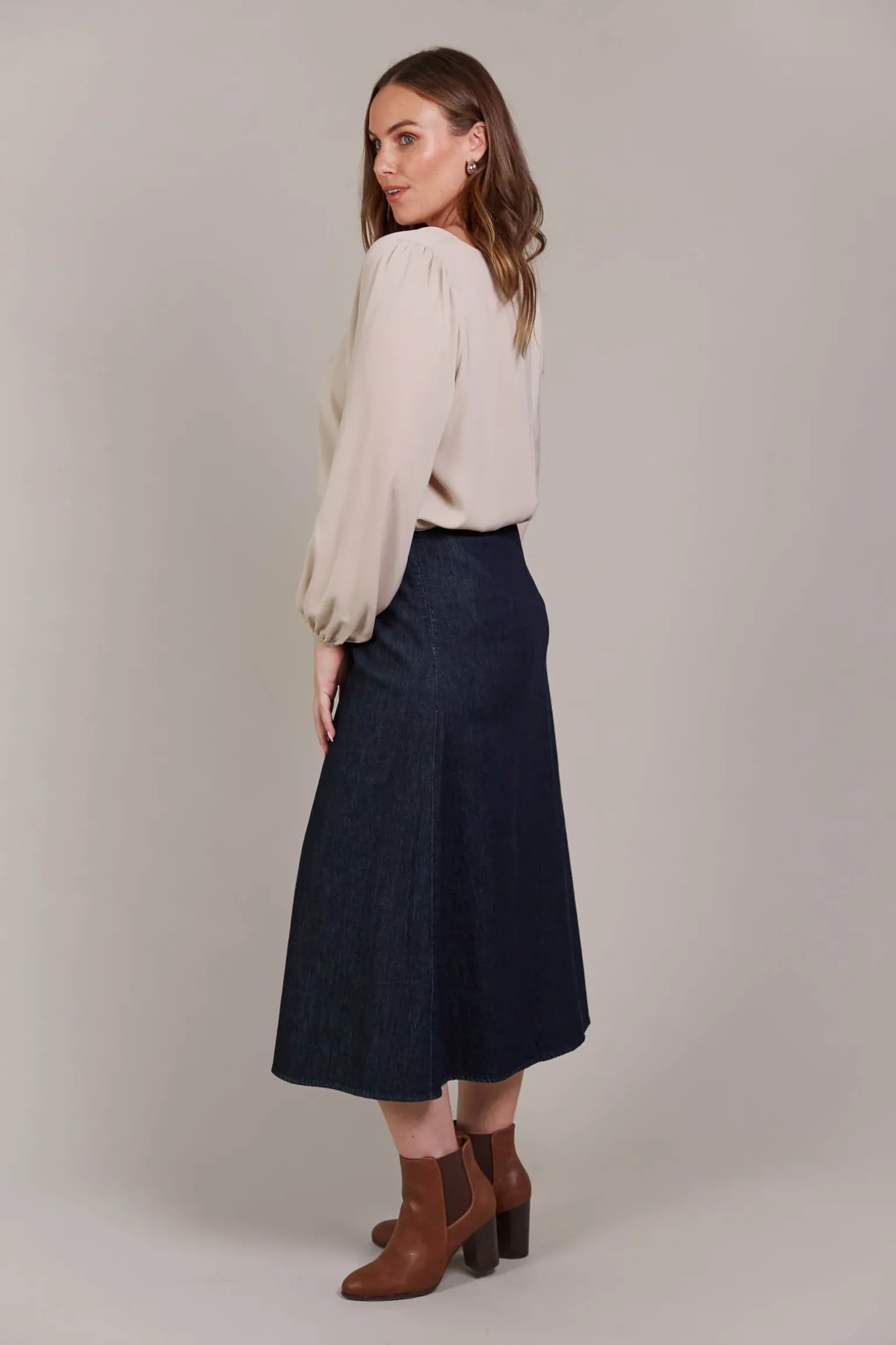 Pepi Denim Midi Skirt - Oxford