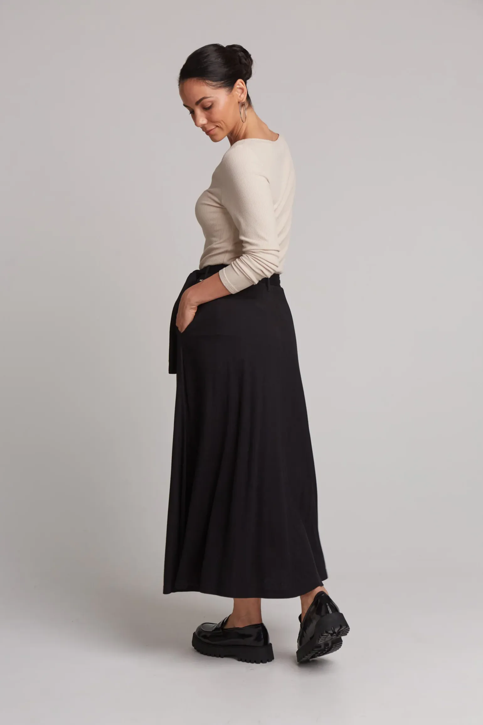 Studio Jersey Tie Skirt - Ebony