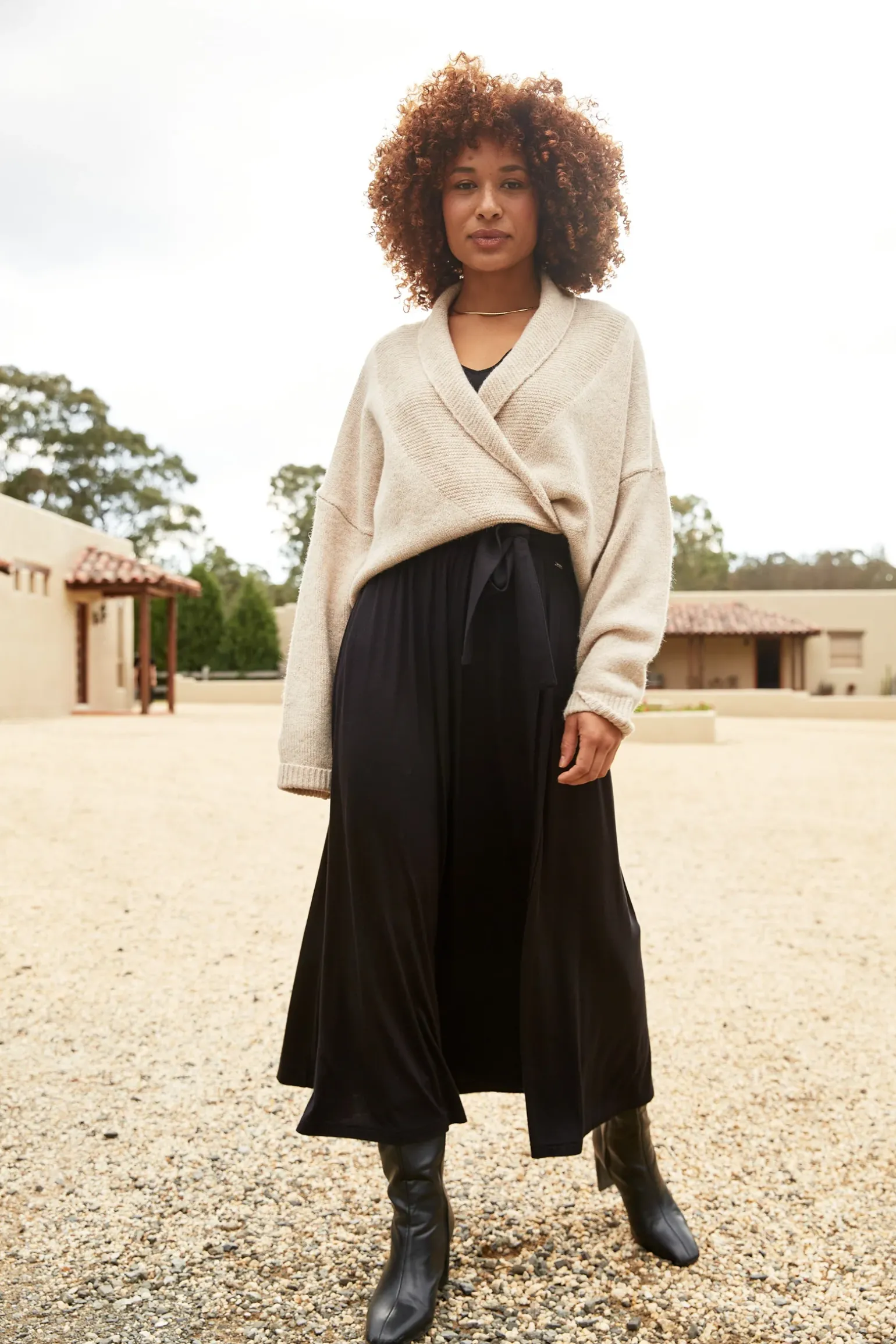 Studio Jersey Tie Skirt - Ebony
