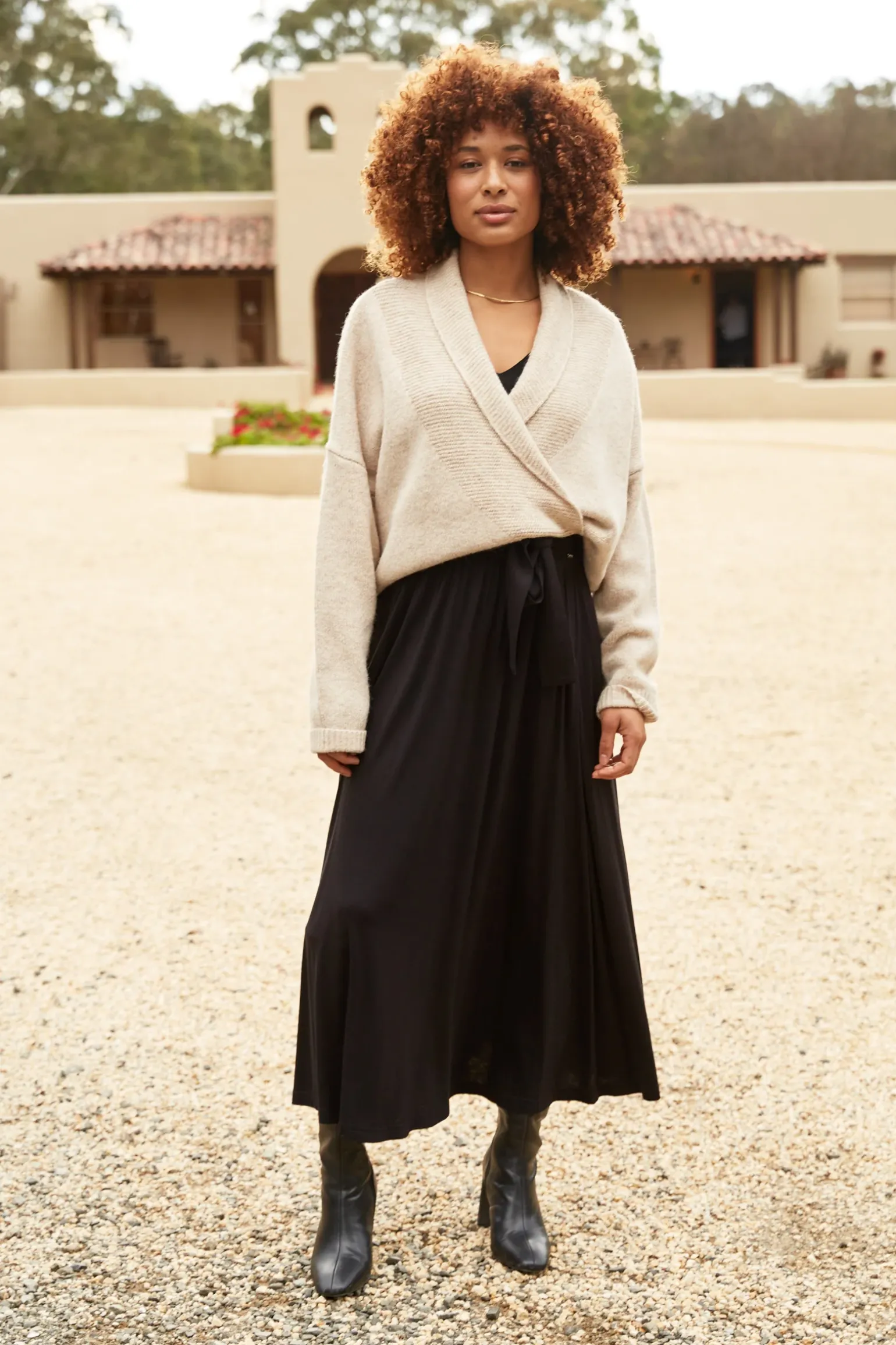 Studio Jersey Tie Skirt - Ebony