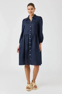 Studio Midi Shirt Dress - Navy