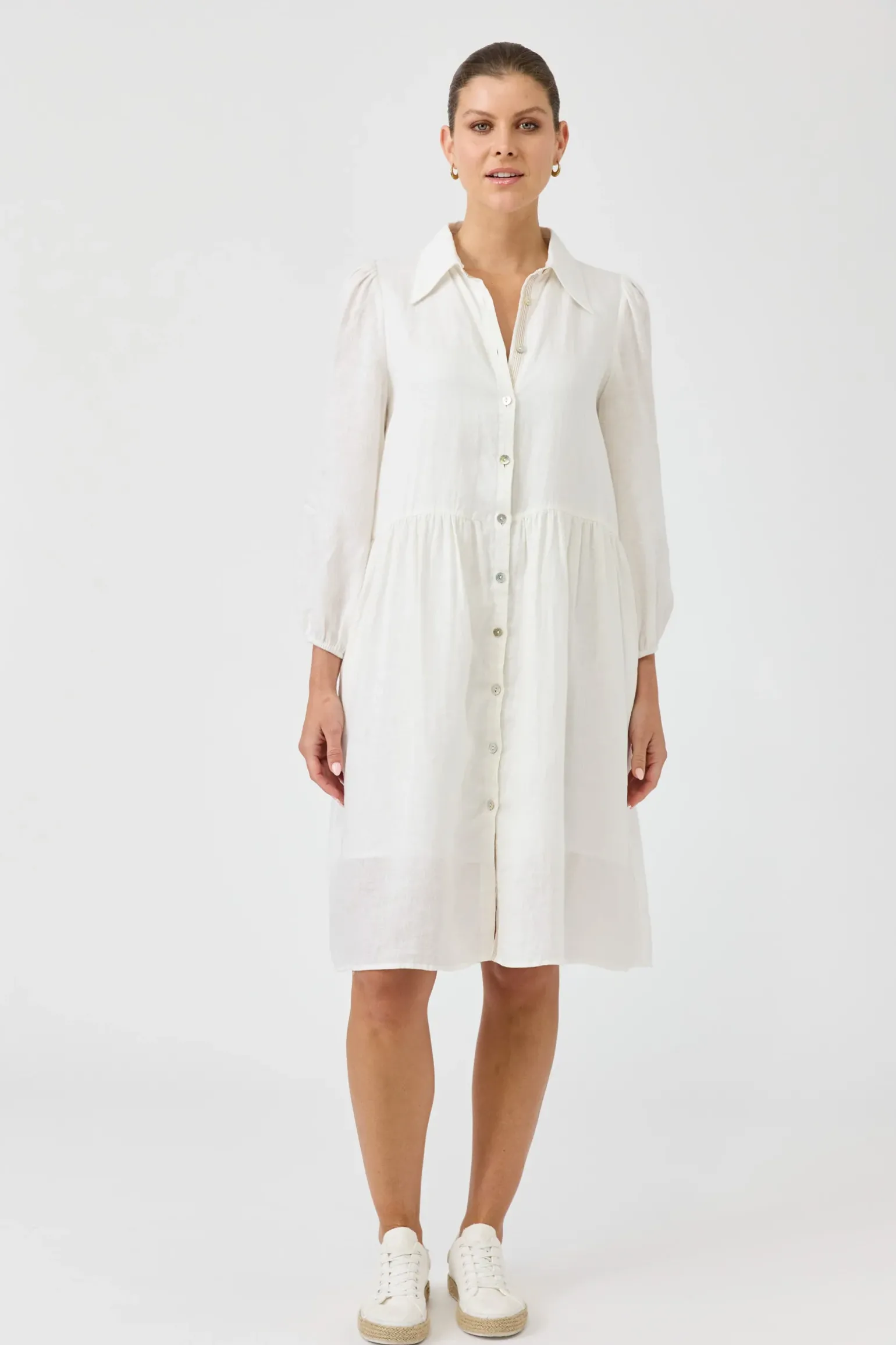 Studio Midi Shirt Dress - Salt