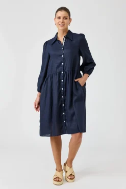 Studio Midi Shirt Dress - Navy