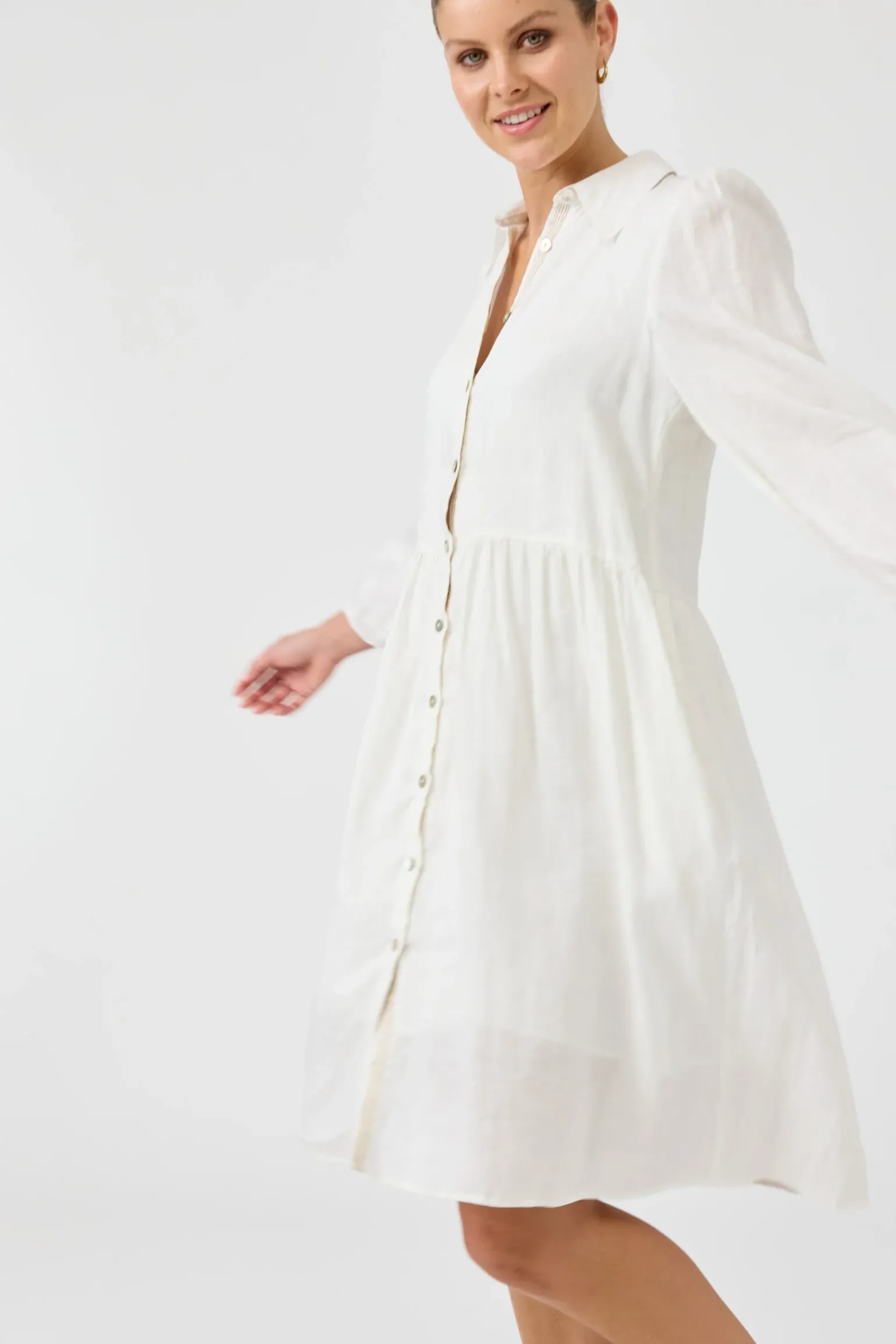 Studio Midi Shirt Dress - Salt