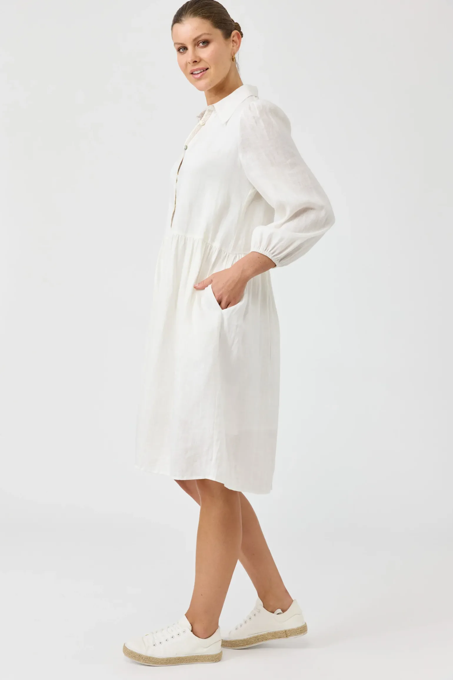 Studio Midi Shirt Dress - Salt